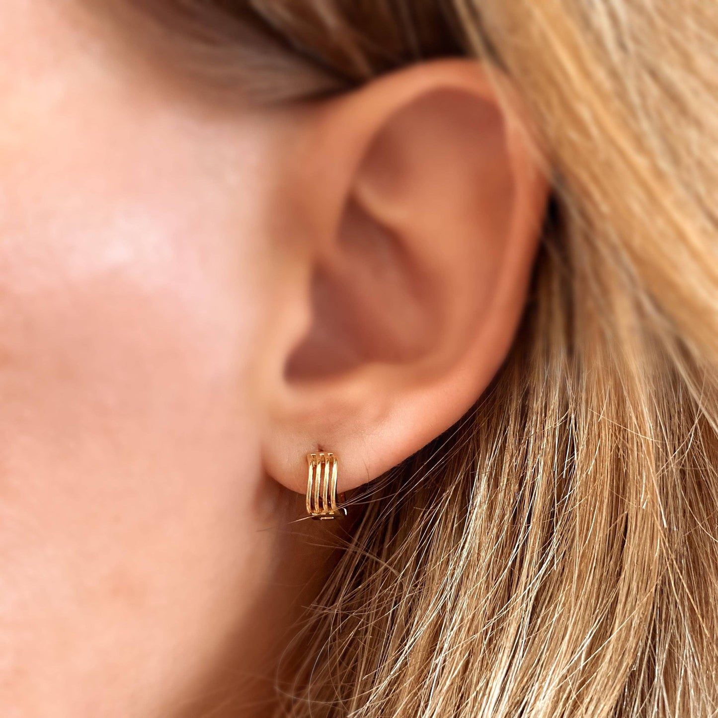 18k Gold Filled Tiny Waves Clicker Hoop Earrings