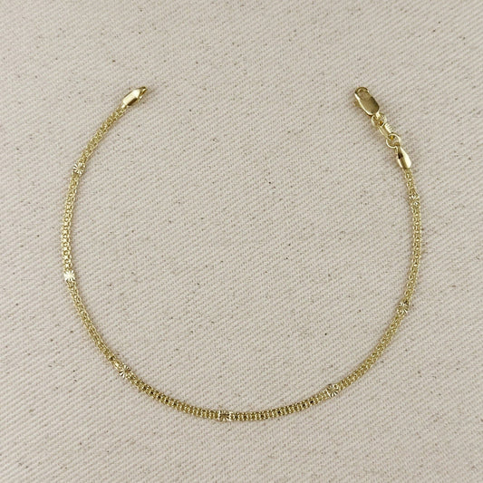 18k Gold Filled Mesh Chain with Diamond Cut Pressed Anklet