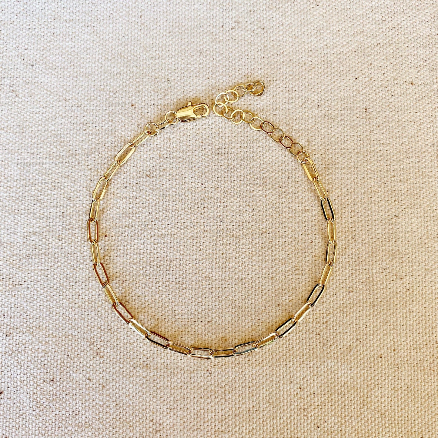 Short Link Paperclip Gold Bracelet w/ Heart Charm Extender