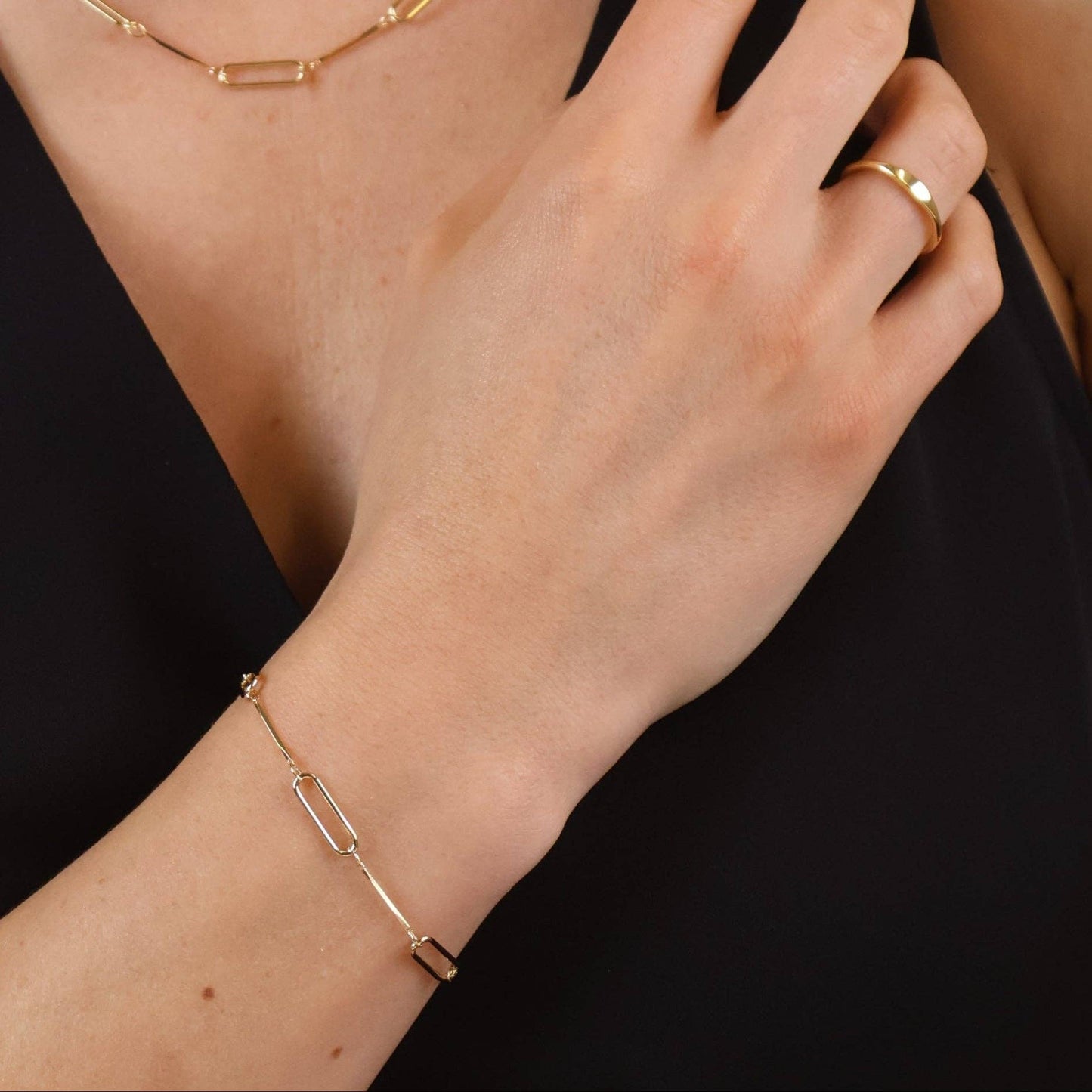 Paperclip & Straw Gold Bracelet