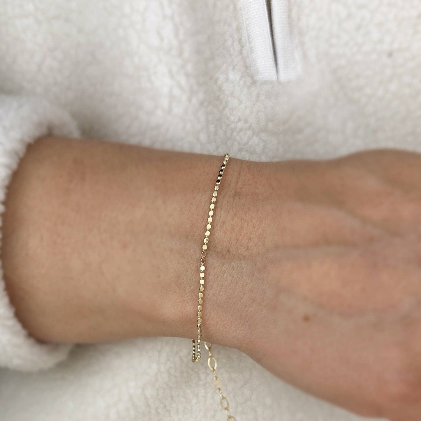 Flat Dot Ball Gold Bracelet 1.5mm