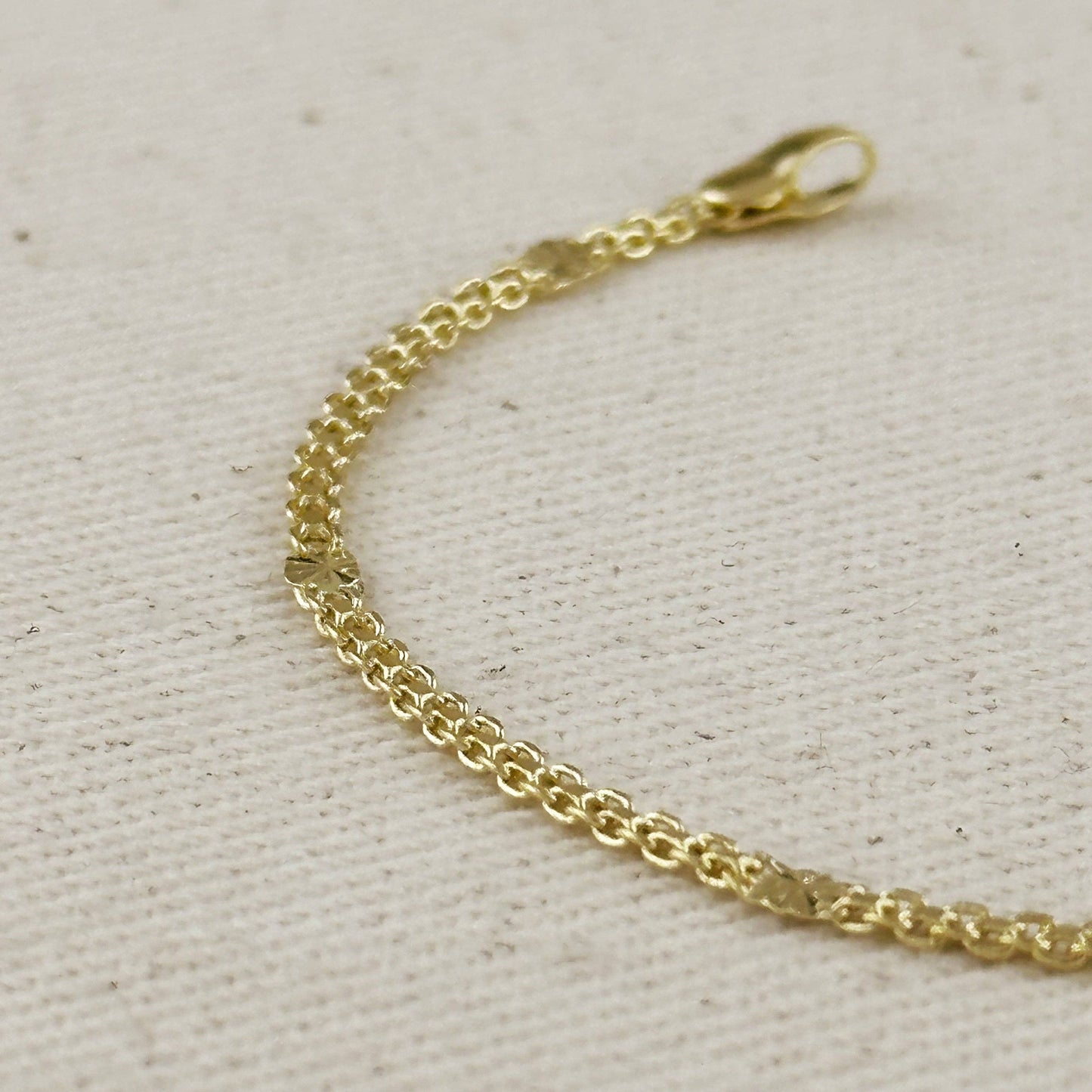 18k Gold Filled Mesh Chain with Diamond Cut Pressed Anklet